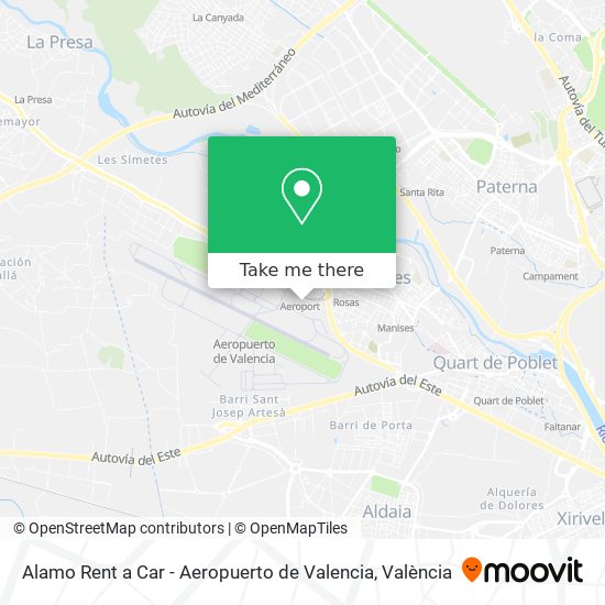 Alamo Rent a Car - Aeropuerto de Valencia map