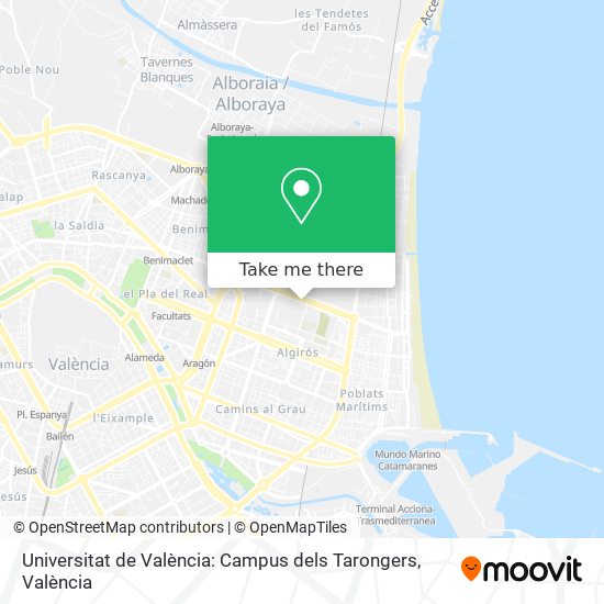 mapa Universitat de València: Campus dels Tarongers