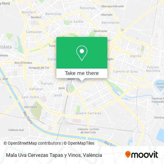 mapa Mala Uva Cervezas Tapas y Vinos