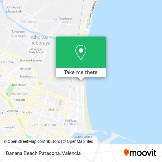 Banana Beach Patacona map