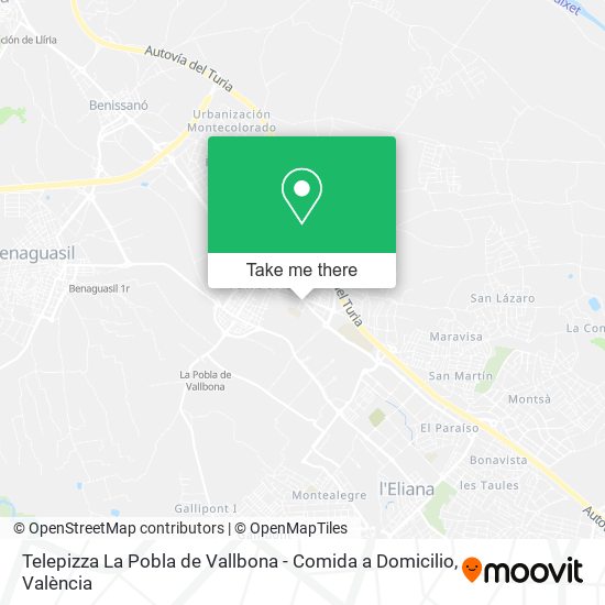 mapa Telepizza La Pobla de Vallbona - Comida a Domicilio