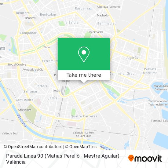 mapa Parada Linea 90 (Matias Perelló - Mestre Aguilar)
