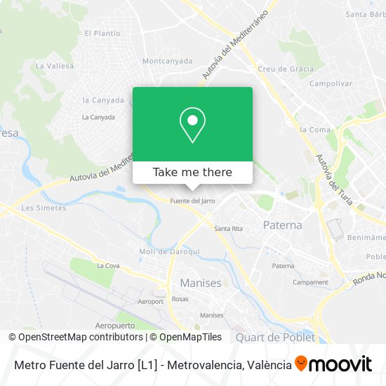 Metro Fuente del Jarro [L1] - Metrovalencia map