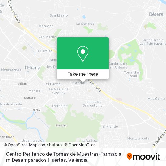 mapa Centro Periferico de Tomas de Muestras-Farmacia m Desamparados Huertas