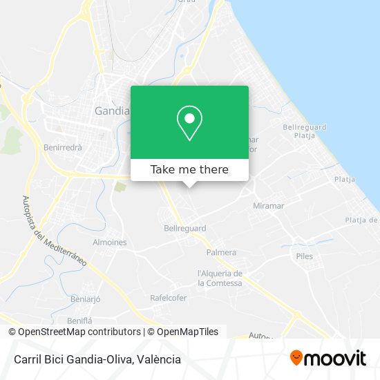 Carril Bici Gandia-Oliva map