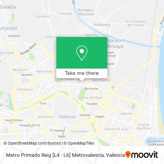 Metro Primado Reig [L4 - L6] Metrovalencia map