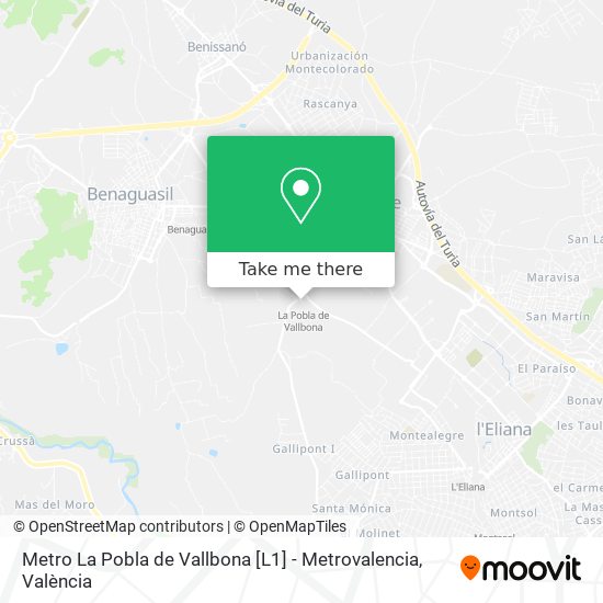 Metro La Pobla de Vallbona [L1] - Metrovalencia map