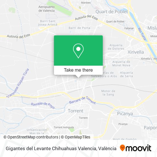 mapa Gigantes del Levante Chihuahuas Valencia