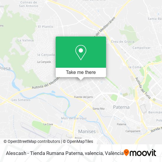 mapa Alescash - Tienda Rumana Paterna, valencia