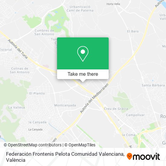 mapa Federación Frontenis Pelota Comunidad Valenciana