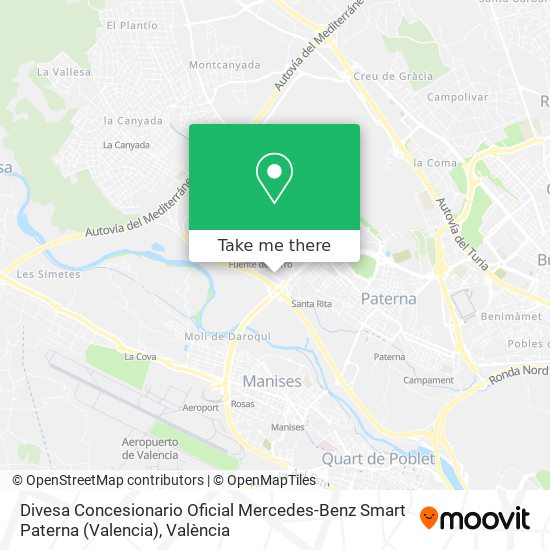 mapa Divesa Concesionario Oficial Mercedes-Benz Smart Paterna (Valencia)