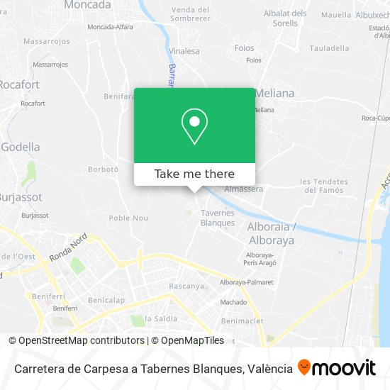 Carretera de Carpesa a Tabernes Blanques map