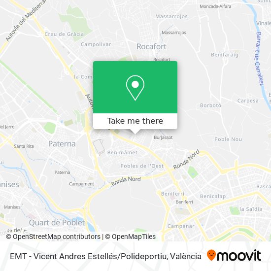 mapa EMT - Vicent Andres Estellés / Polideportiu