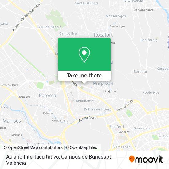 Aulario Interfacultativo, Campus de Burjassot map