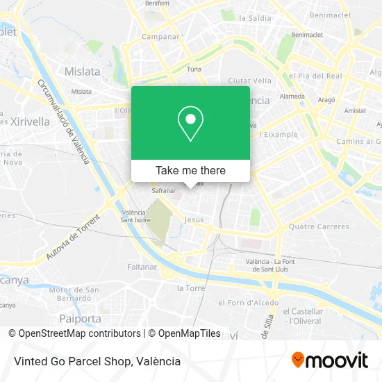 Vinted Go Parcel Shop map