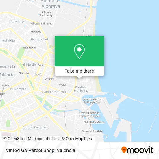 Vinted Go Parcel Shop map