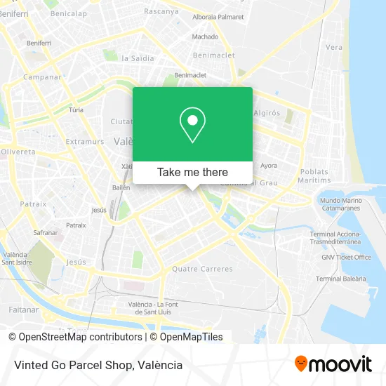 Vinted Go Parcel Shop map