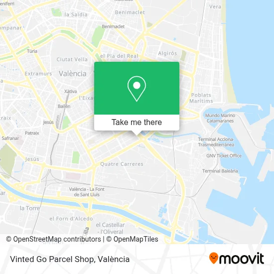Vinted Go Parcel Shop map