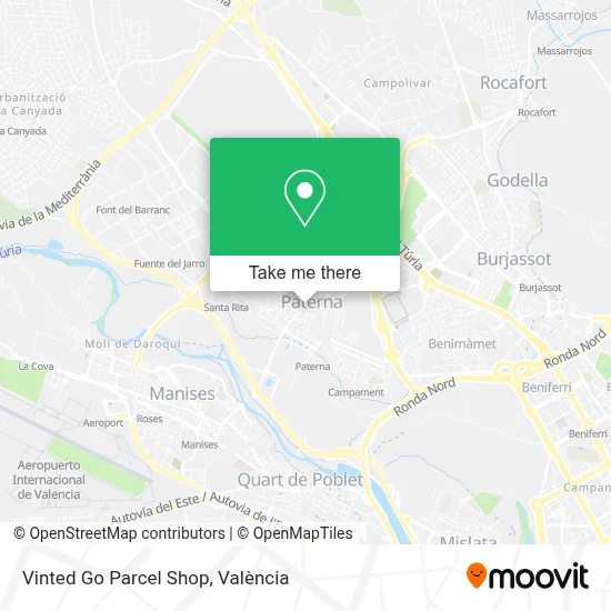 Vinted Go Parcel Shop map
