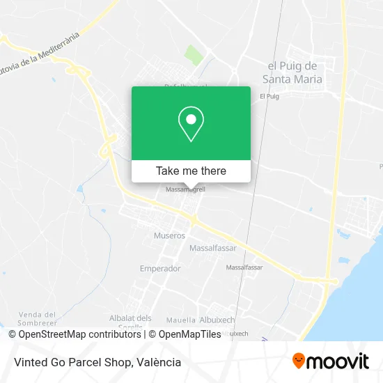 Vinted Go Parcel Shop map