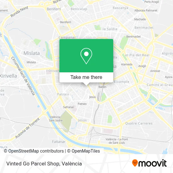 Vinted Go Parcel Shop map