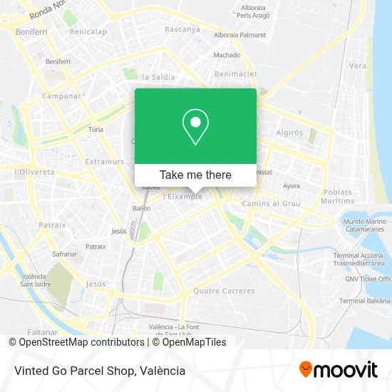 Vinted Go Parcel Shop map