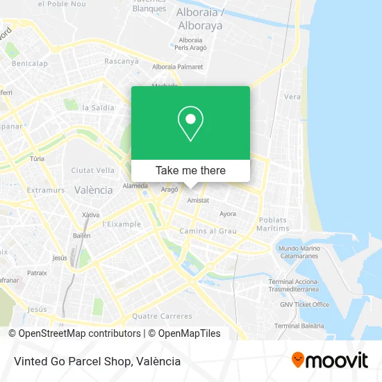 Vinted Go Parcel Shop map