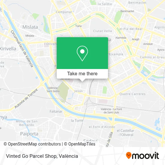 Vinted Go Parcel Shop map