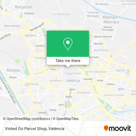 Vinted Go Parcel Shop map