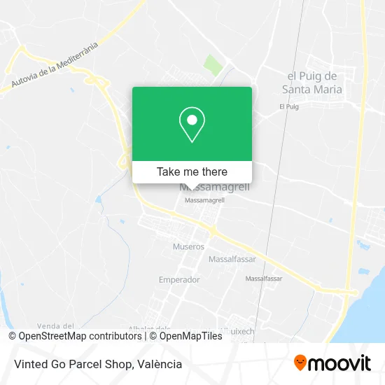 Vinted Go Parcel Shop map