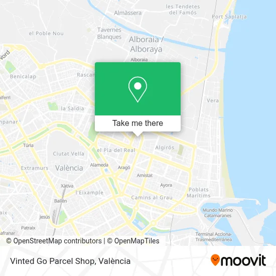 Vinted Go Parcel Shop map