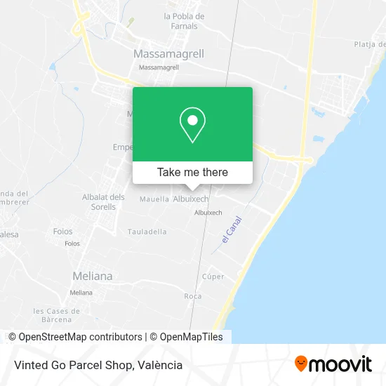 Vinted Go Parcel Shop map