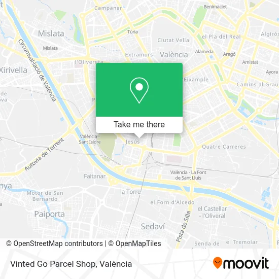 Vinted Go Parcel Shop map