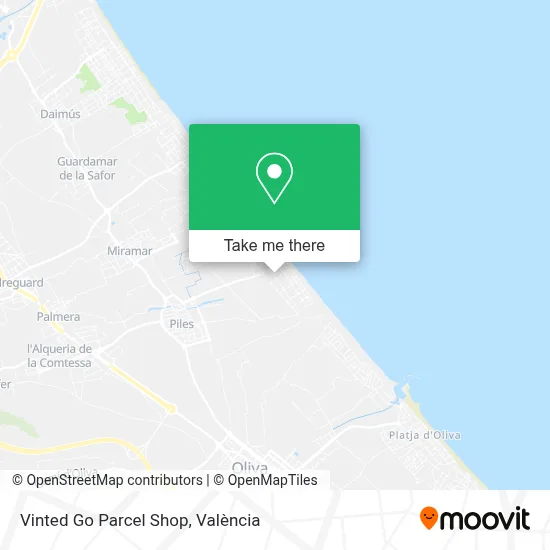 Vinted Go Parcel Shop map
