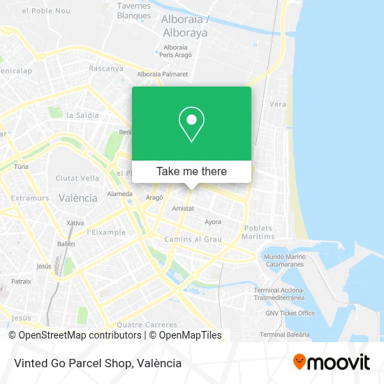 Vinted Go Parcel Shop map