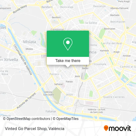 Vinted Go Parcel Shop map