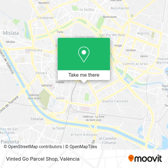 Vinted Go Parcel Shop map