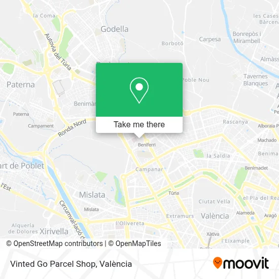 Vinted Go Parcel Shop map