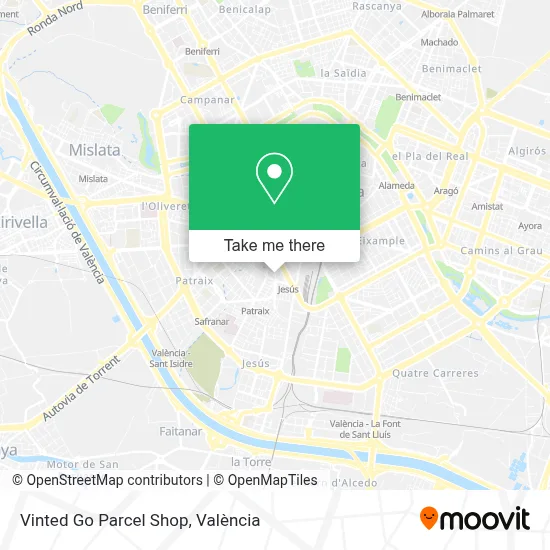 Vinted Go Parcel Shop map