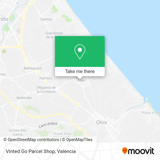 Vinted Go Parcel Shop map