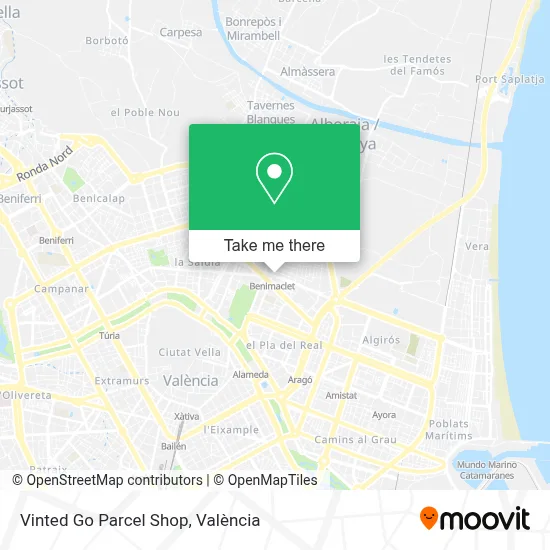 Vinted Go Parcel Shop map