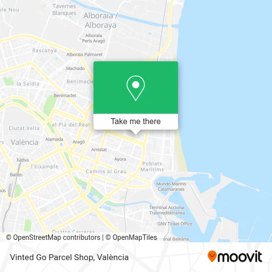 Vinted Go Parcel Shop map