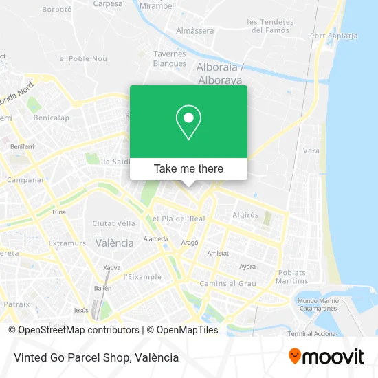 Vinted Go Parcel Shop map