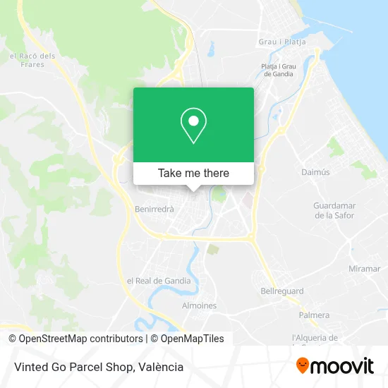 Vinted Go Parcel Shop map
