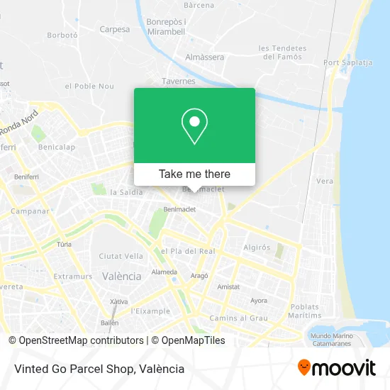 Vinted Go Parcel Shop map