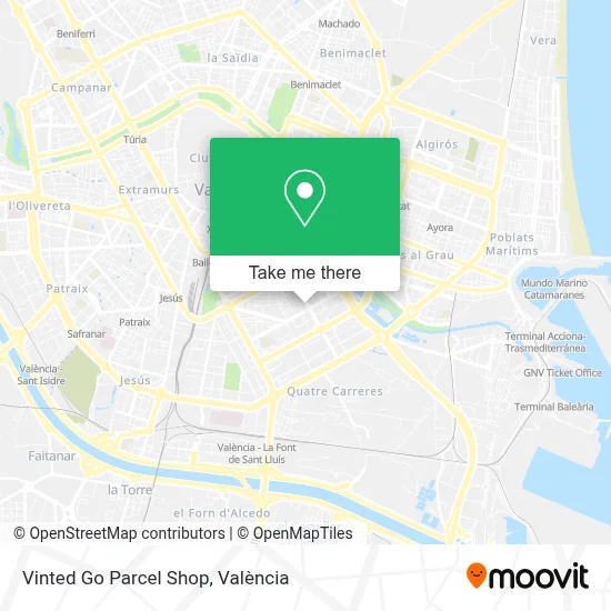 Vinted Go Parcel Shop map