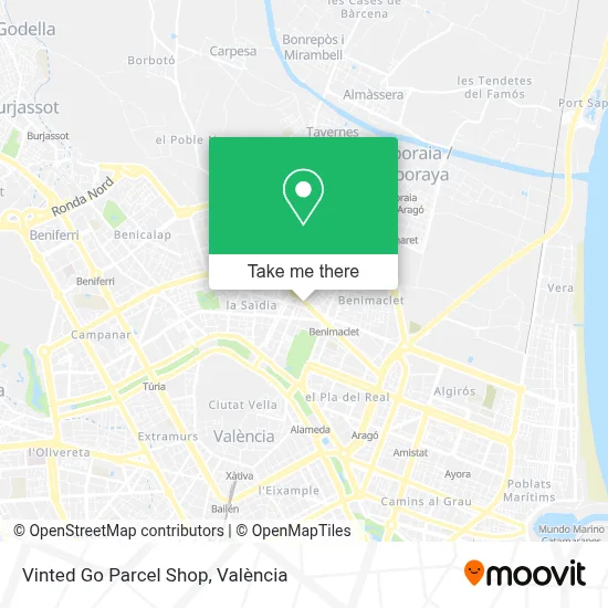 Vinted Go Parcel Shop map
