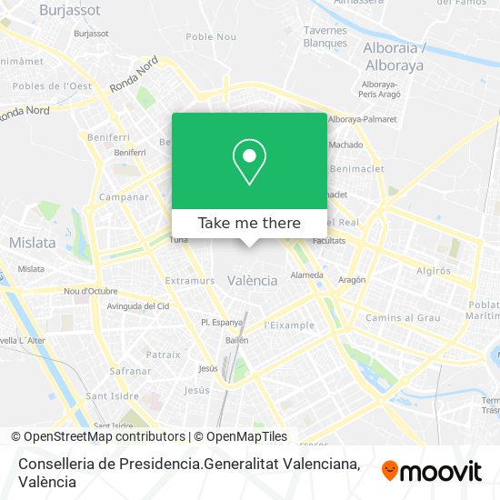 Conselleria de Presidencia.Generalitat Valenciana map