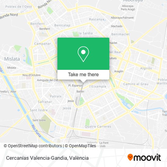 Cercanías Valencia-Gandia map