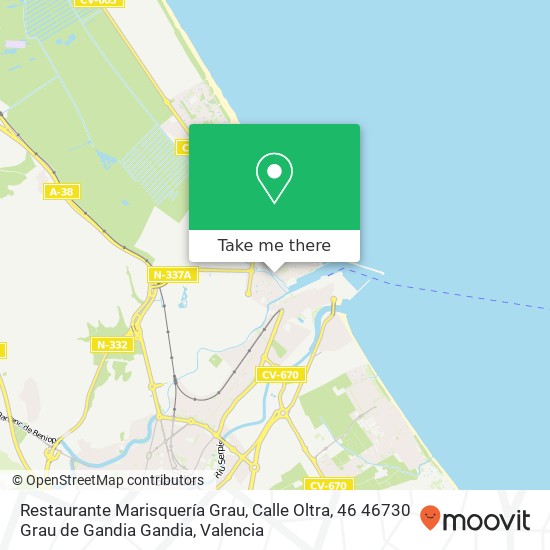 mapa Restaurante Marisquería Grau, Calle Oltra, 46 46730 Grau de Gandia Gandia